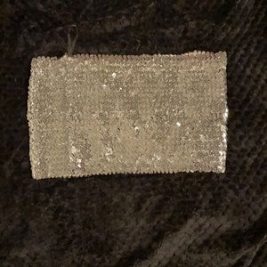 Shiny Silver Tube Top